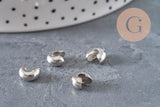 Cubrebolas de engarce de acero 304, platino 8x7mm, x20 VÁLIDO