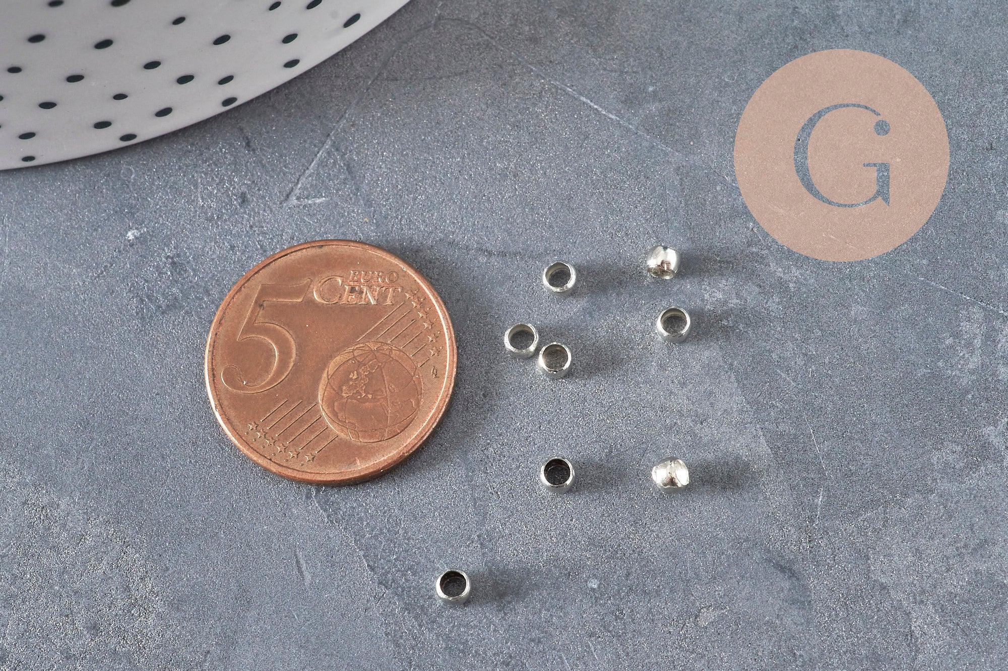 Crimp beads platinum-plated brass 3x2mm, x2 grams VALID