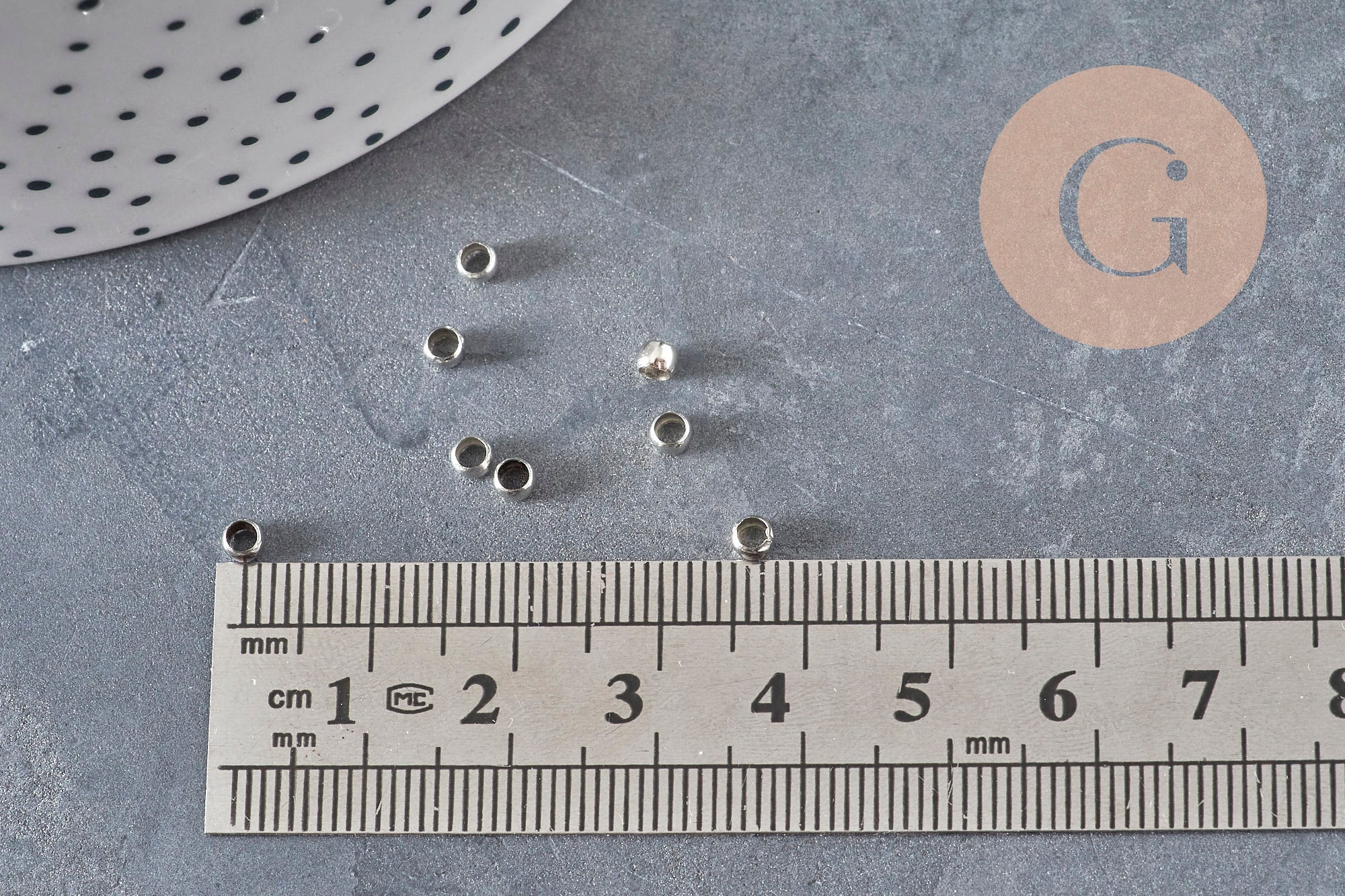 Crimp beads platinum-plated brass 3x2mm, x2 grams VALID