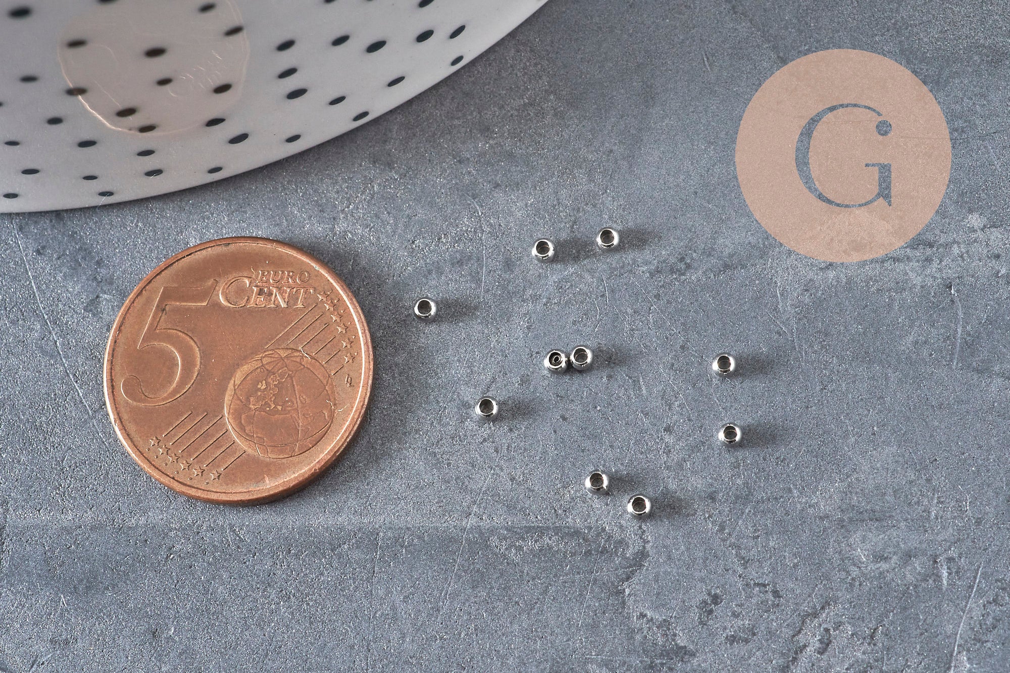 Perles à écraser acier 316 inoxydable platine 2mm, x50 (G11174)