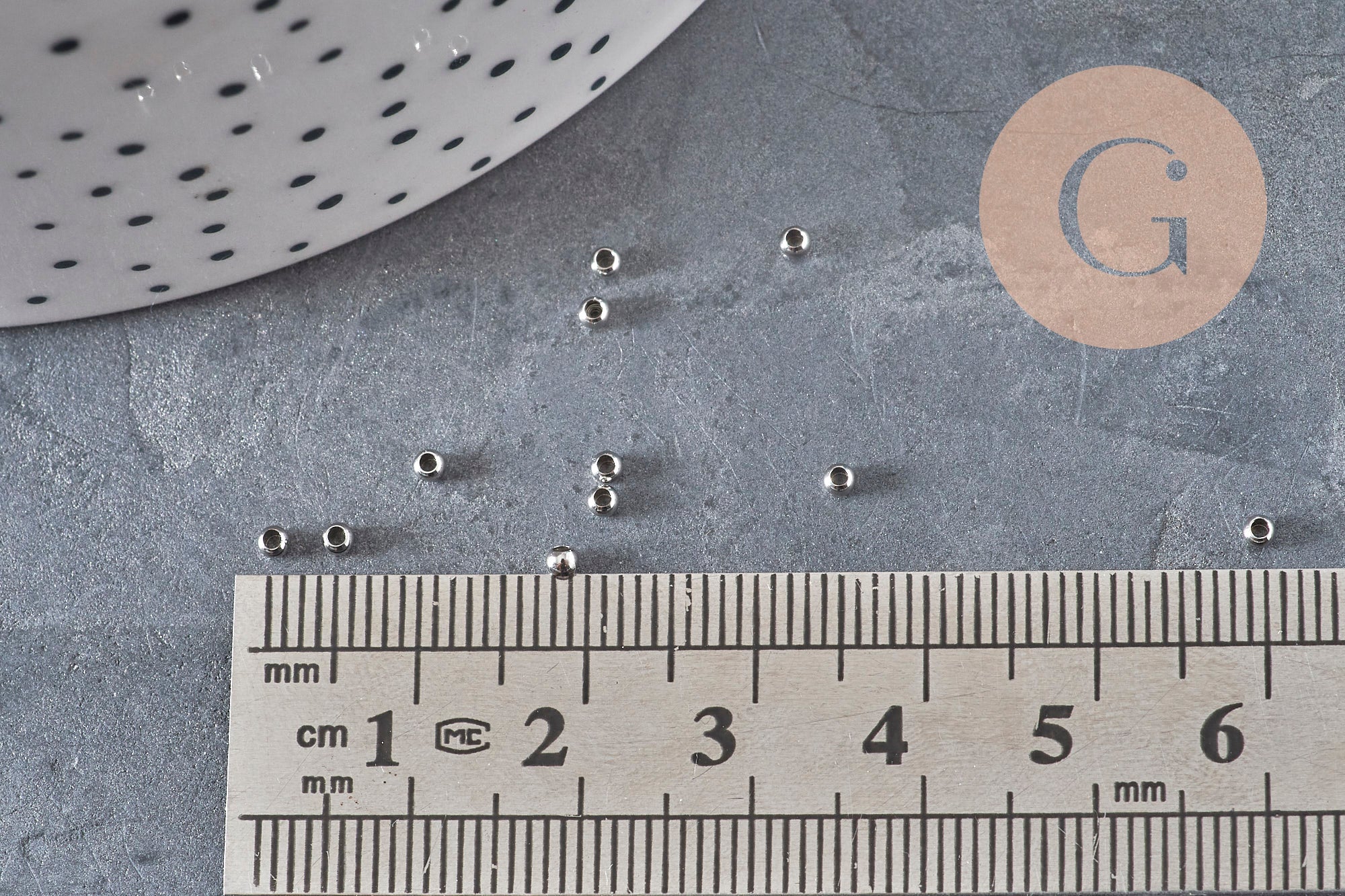 Perles à écraser acier 316 inoxydable platine 2mm, x50 (G11174)