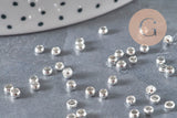 Silver-plated brass crimp beads 3x2mm, x2 Grams