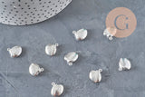 304 stainless steel silver-plated shell charm 14mm, x1
