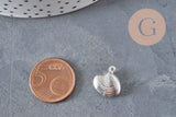 304 stainless steel silver-plated shell charm 14mm, x1