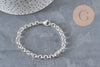 Rolo chain bracelet 304 stainless steel silver-plated 6mm, 19.1cm, x1 VALID