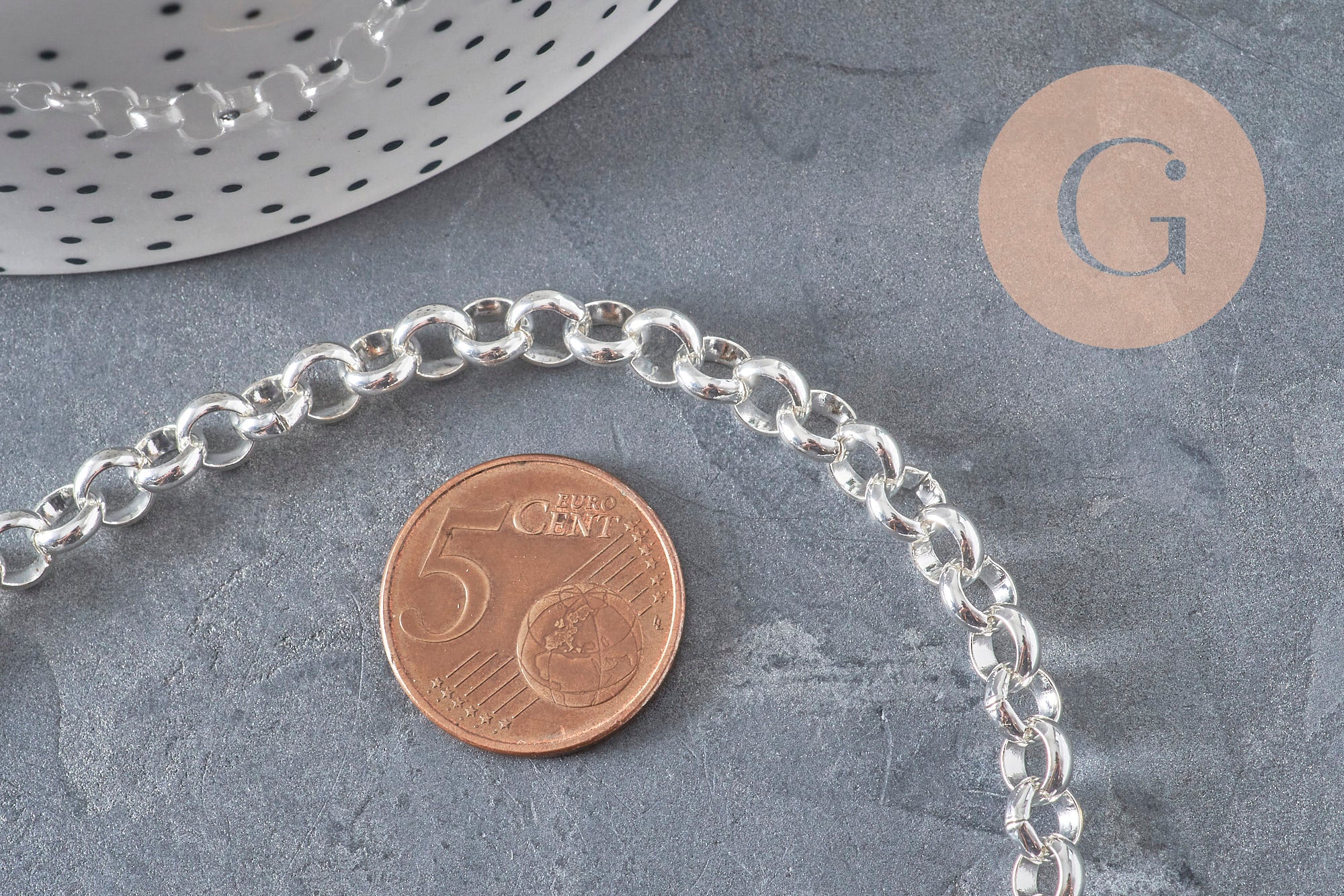 Rolo chain bracelet 304 stainless steel silver-plated 6mm, 19.1cm, x1 VALID