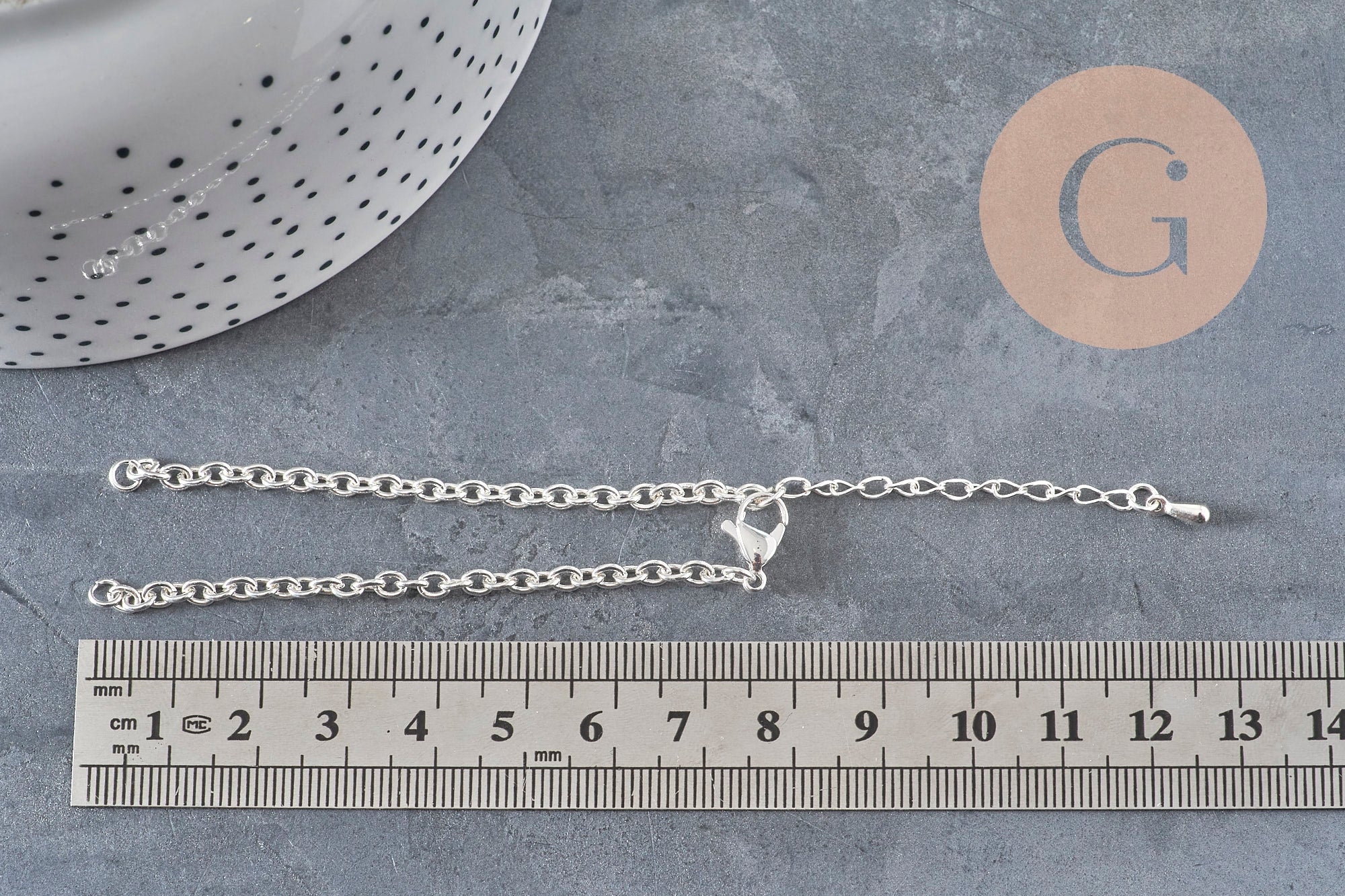 Base de pulsera de cadena forzada de acero inoxidable 304 plateado de 4mm/15.5cm, x1 VÁLIDO