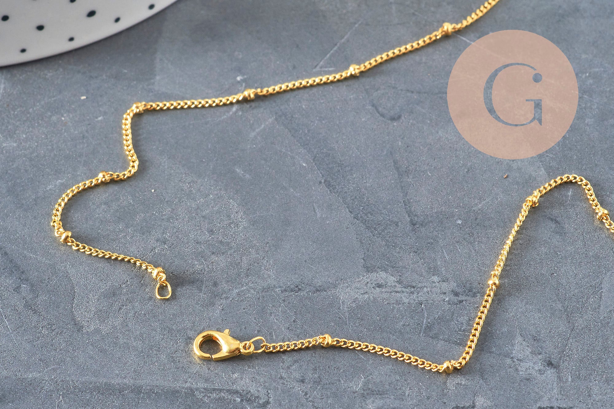 Satellite chain necklace iron & gilded brass 81.5cm, x1 VALID