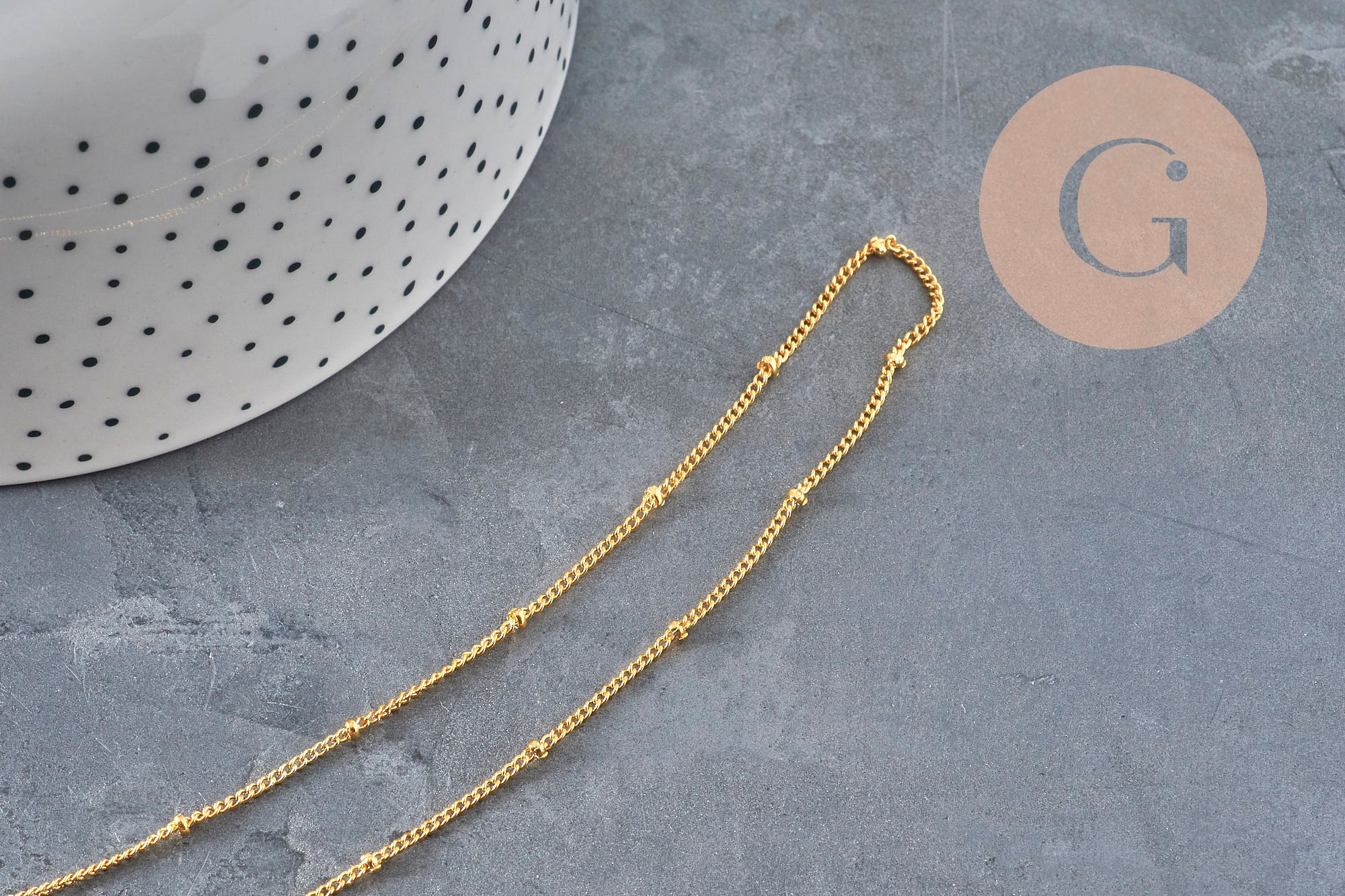 Satellite chain necklace iron & gilded brass 81.5cm, x1 VALID