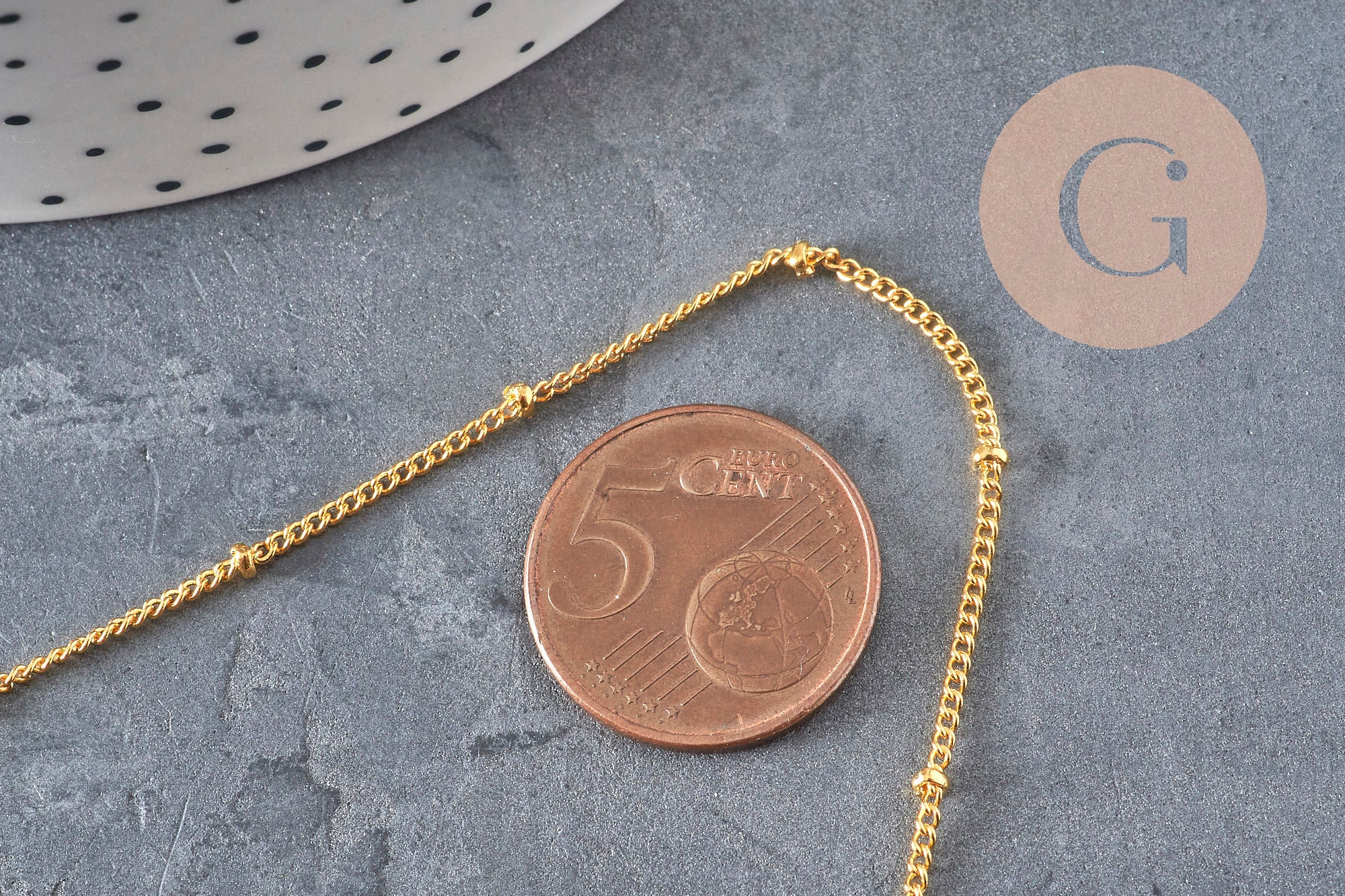 Satellite chain necklace iron & gilded brass 81.5cm, x1 VALID