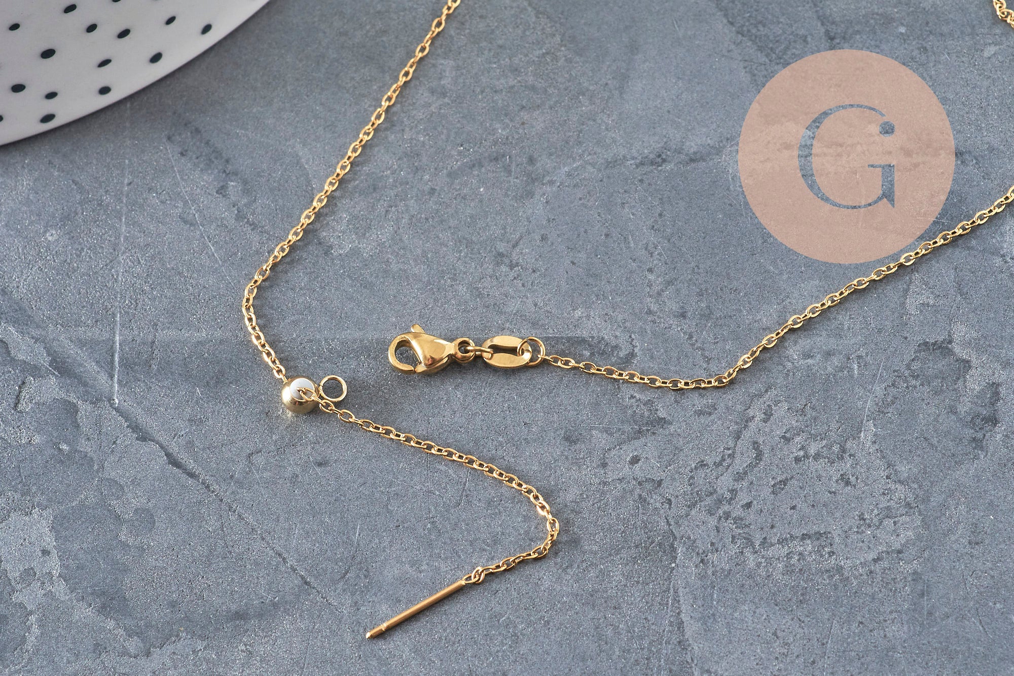 Collier chaine réglable forçat acier 304 inoxydable doré IP 2mm/51cm, x1 (G11257)