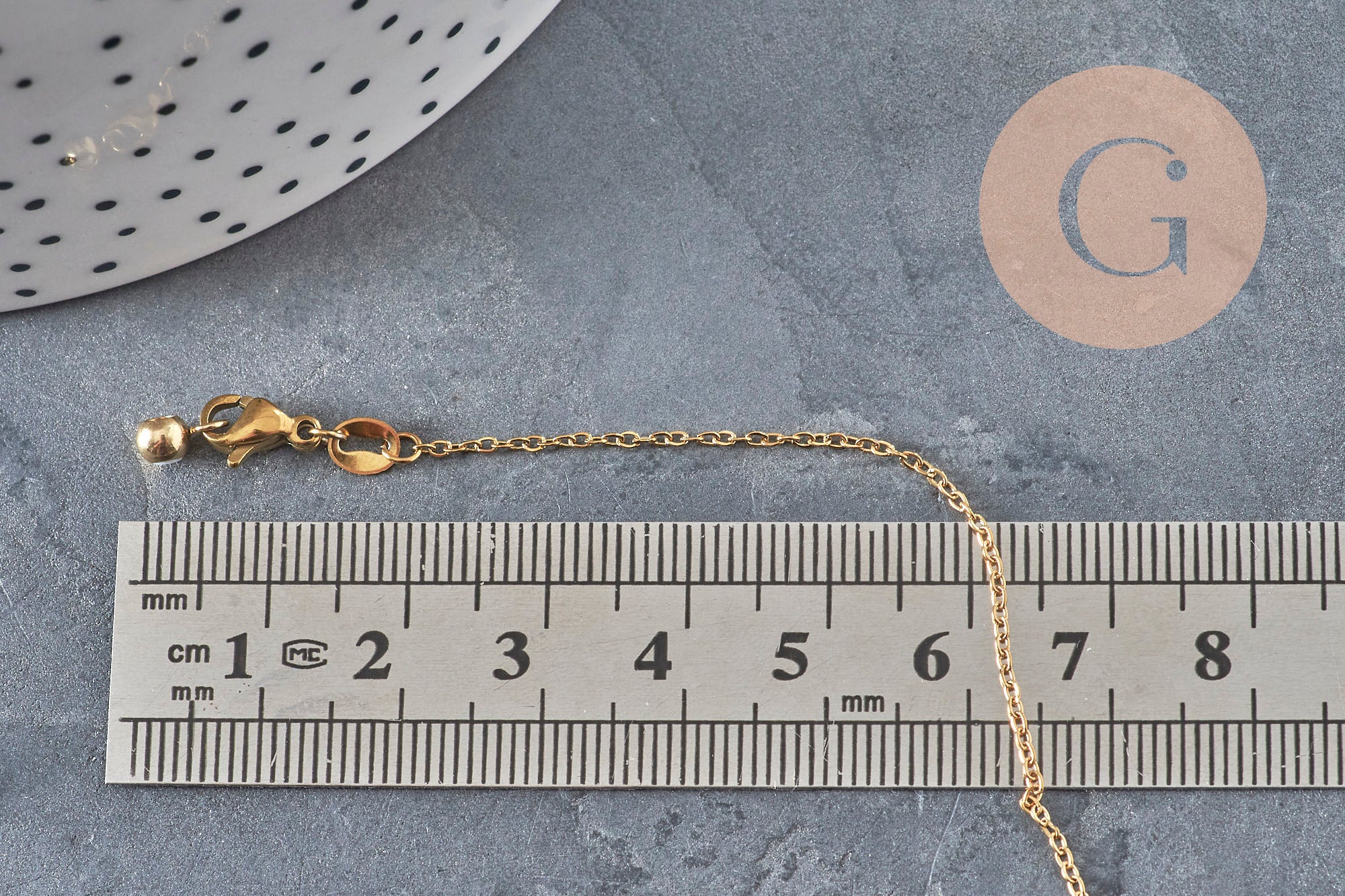 Collier chaine réglable forçat acier 304 inoxydable doré IP 2mm/51cm, x1 (G11257)