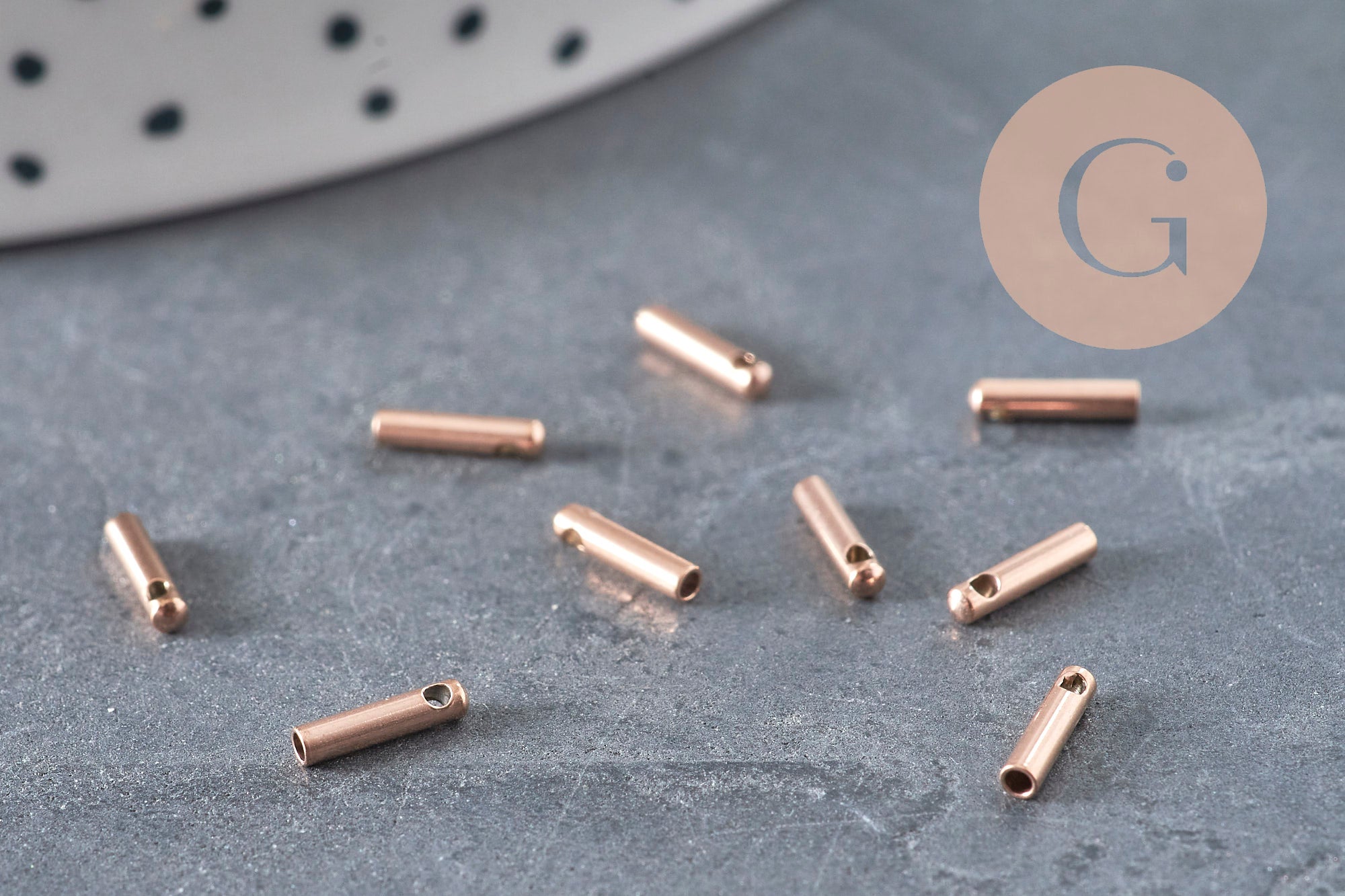 Puntas para cordón de acero inoxidable oro rosa IP 7x1.6mm, x10 VÁLIDO