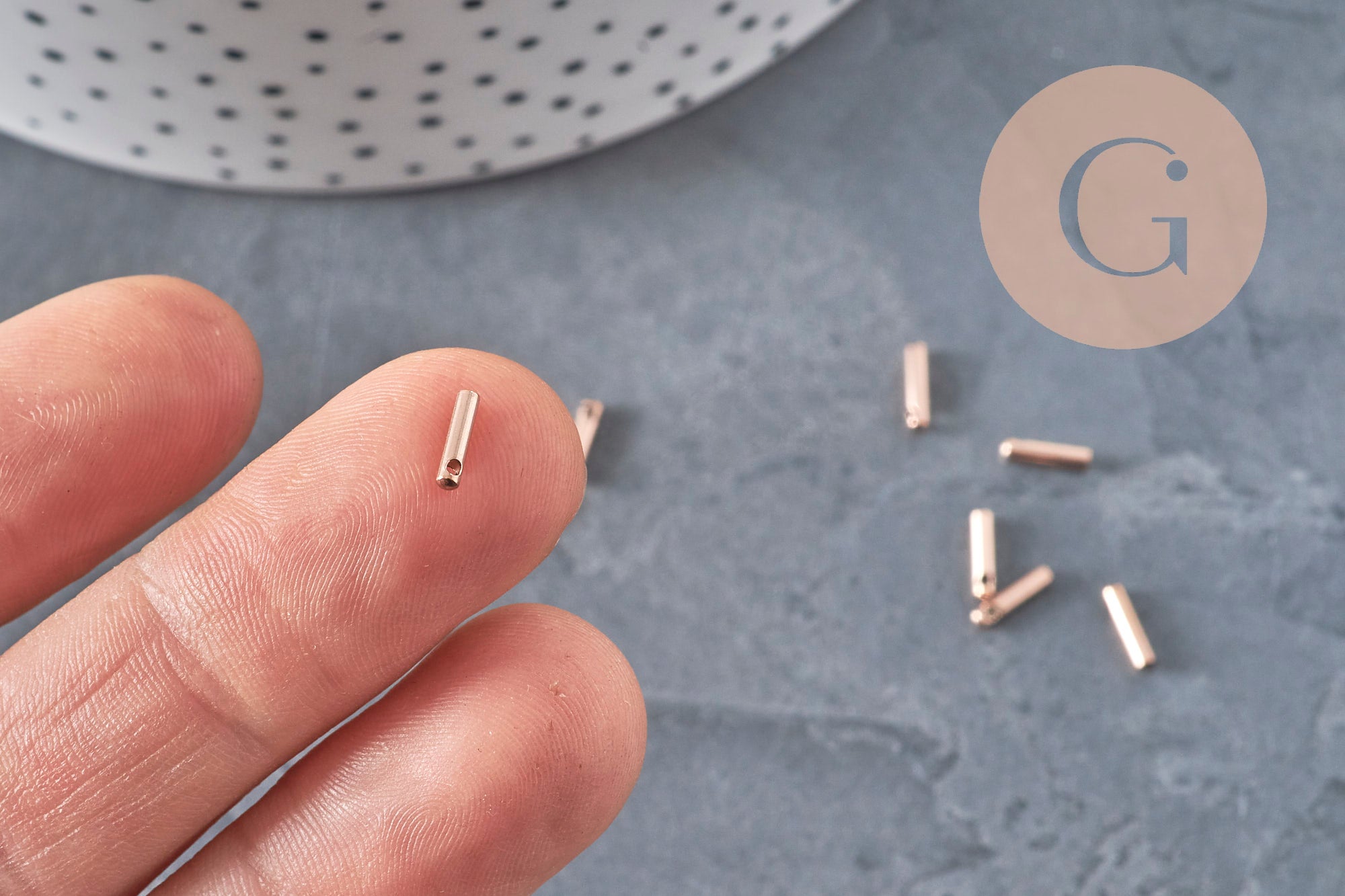 Puntas para cordón de acero inoxidable oro rosa IP 7x1.6mm, x10 VÁLIDO