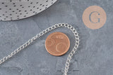 Stainless steel 304 curved link chain, silver-plated, 4x3mm, x1 meter VALID