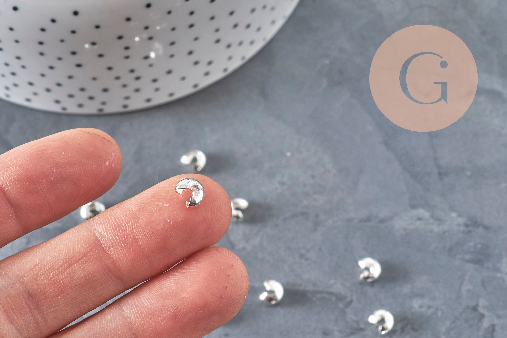 Cubrebolas para aplastar de latón plateado liso de 4mm, x20 VÁLIDO