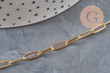 Stainless Steel 304 IP Gold Plated Rectangle Link Chain 10x3.5mm, x1 meter (G11219)