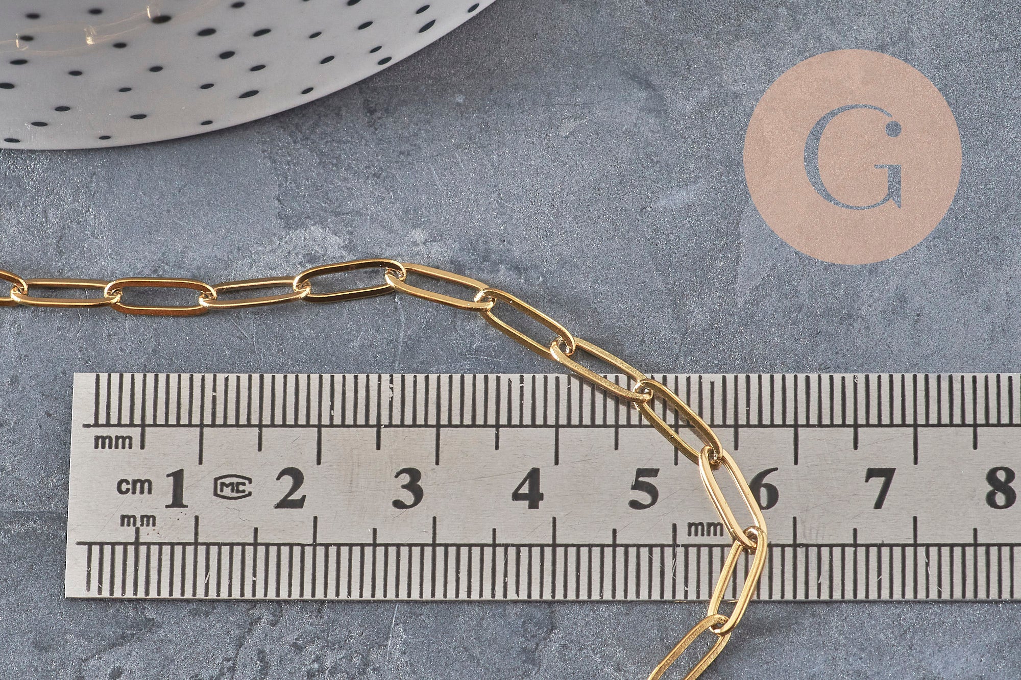 Stainless Steel 304 IP Gold Plated Rectangle Link Chain 10x3.5mm, x1 meter (G11219)