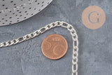 Figaro chain 304 stainless steel silver-plated 9x4mm, x1 meter VALID