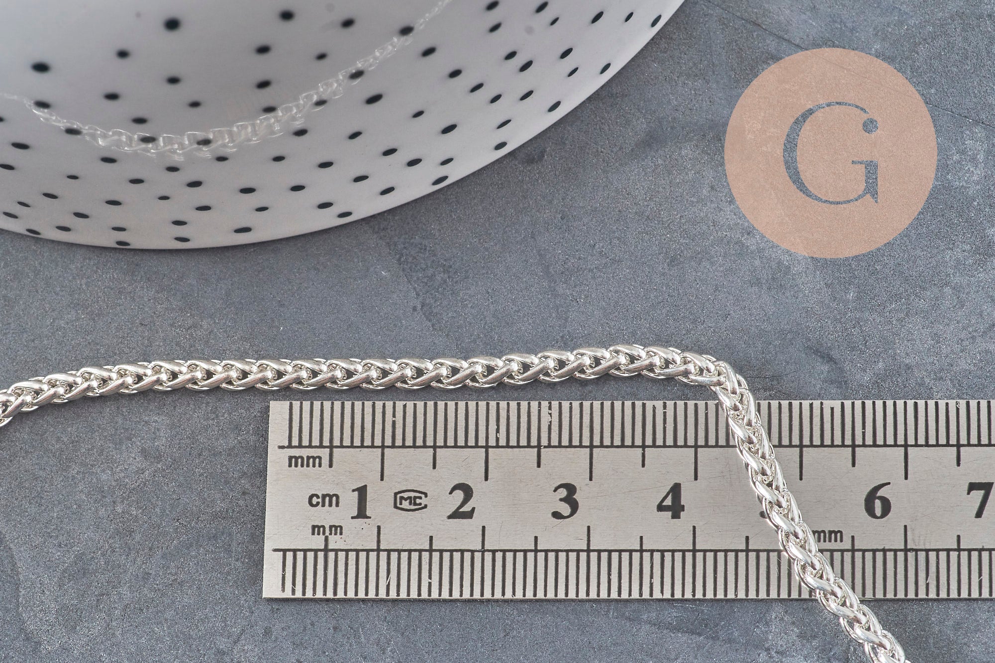 Silver-plated 304 stainless steel rope chain, 4.5mm, x1 meter VALID