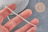 Silver-plated 304 stainless steel rope chain, 4.5mm, x1 meter VALID