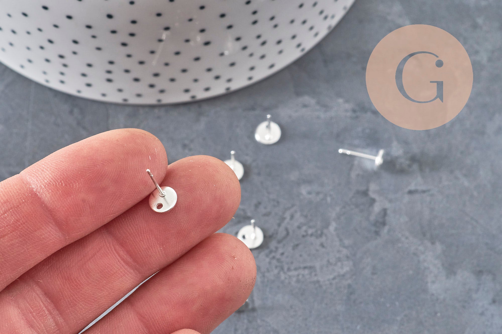 Pendientes redondos de acero inoxidable 304 chapado en plata 925 texturizado de 12 mm, el par VÁLIDO