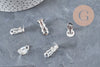 Supports boucles d'oreilles à clip acier 304 inoxydable argenté 16mm, x10 (G11175)
