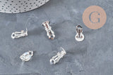 Supports boucles d'oreilles à clip acier 304 inoxydable argenté 16mm, x10 (G11175)