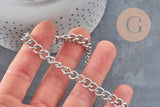 Stainless steel 304 curved chain, 6.5mm platinum, x1 meter VALID