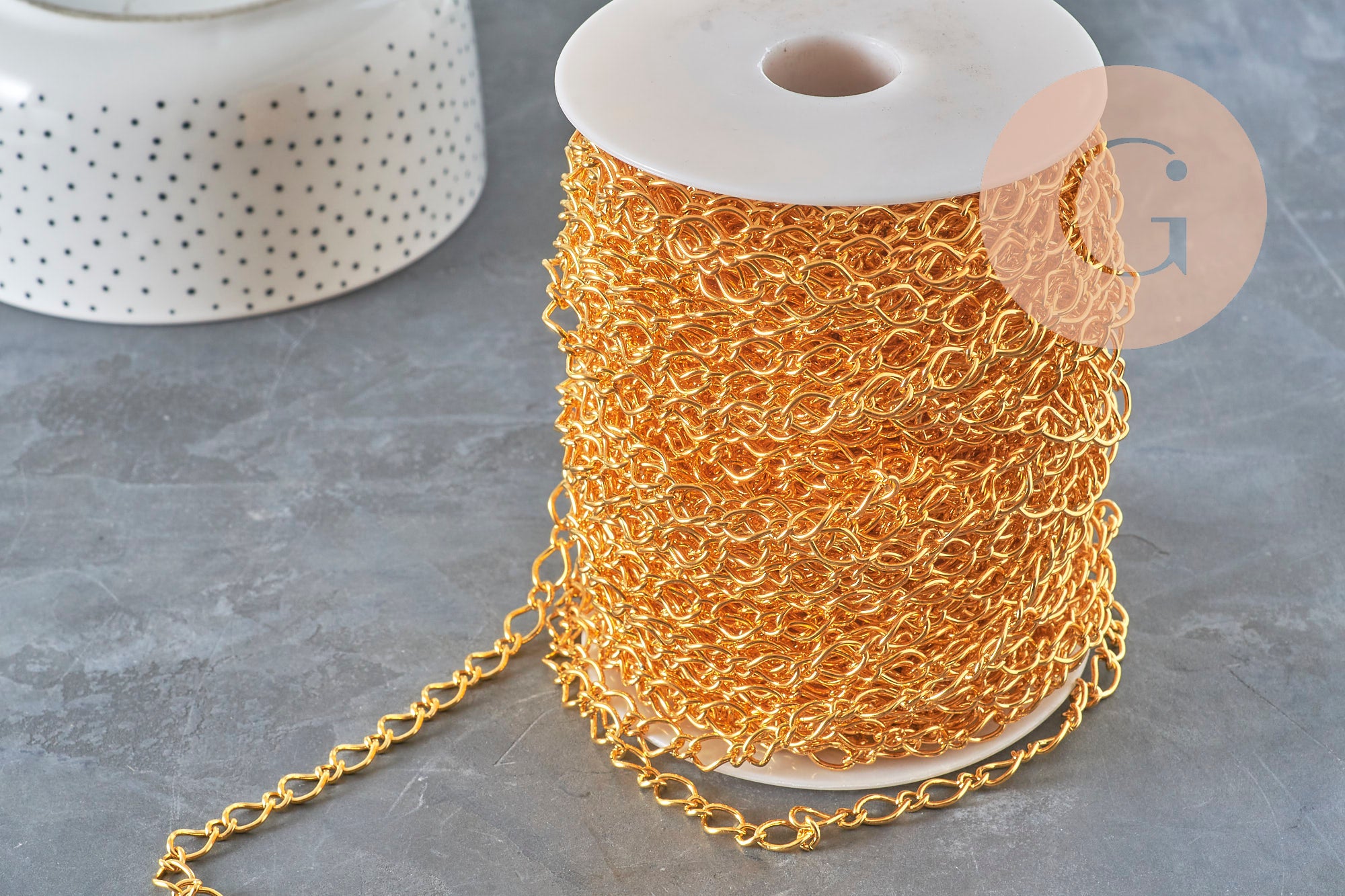 Fancy chain, gold-plated iron 7x10mm, x1 meter VALID