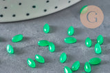 Green natural jade marquise navette cabochon 6x3mm, x1 VALID
