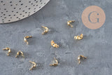 gold steel ball chain connector with 7.5mm/3mm hole, x10 (G2092)