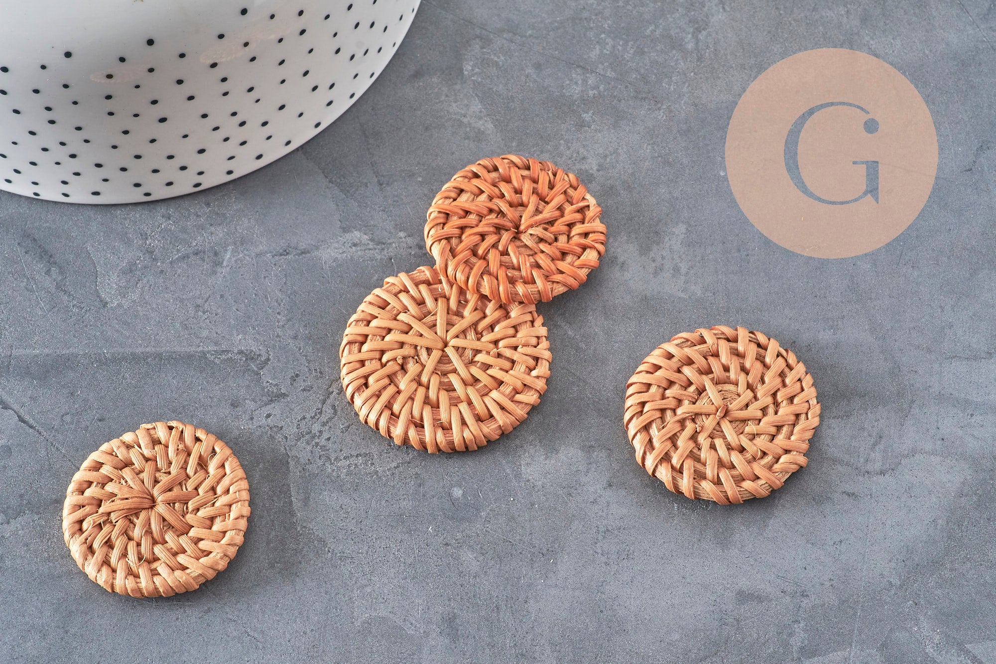 Colgante de mimbre trenzado natural, cuenta de madera, cuenta de mimbre, creación de joyas, cuentas geométricas, 30-40 mm, X2 G2575