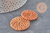 Colgante de mimbre trenzado natural, cuenta de madera, cuenta de mimbre, creación de joyas, cuentas geométricas, 30-40 mm, X2 G2575
