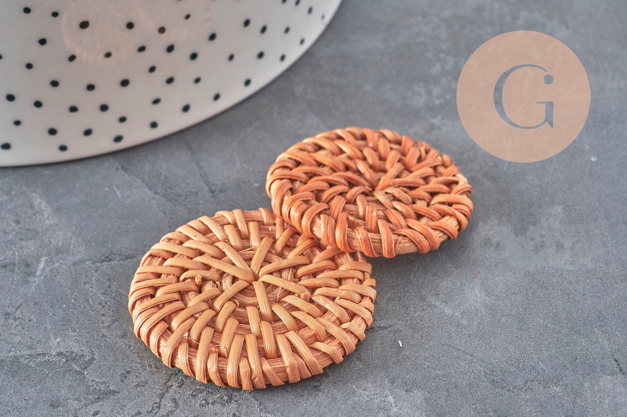 Colgante de mimbre trenzado natural, cuenta de madera, cuenta de mimbre, creación de joyas, cuentas geométricas, 30-40 mm, X2 G2575