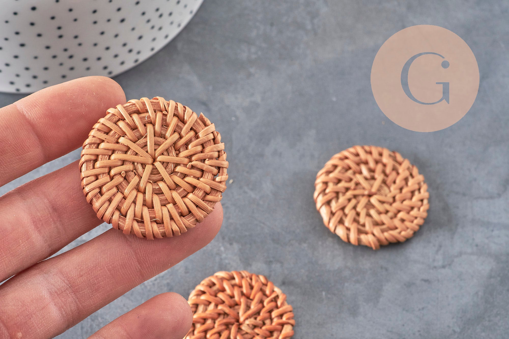 Colgante de mimbre trenzado natural, cuenta de madera, cuenta de mimbre, creación de joyas, cuentas geométricas, 30-40 mm, X2 G2575