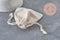 White ecru cotton jewelry pouch 12cm, x1 (G2376)