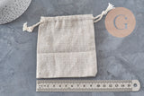 White ecru cotton jewelry pouch 12cm, x1 (G2376)