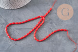 EP-Perla ovalada de bambú marino natural imitación coral rojo 8x4 mm, 1 tira de 40 cm - G3522