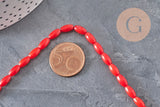 EP-Perla ovalada de bambú marino natural imitación coral rojo 8x4 mm, 1 tira de 40 cm - G3522
