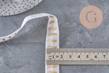 White and gold pineapple elastic ribbon 16mm, x1/5/10 Meter (G2155)