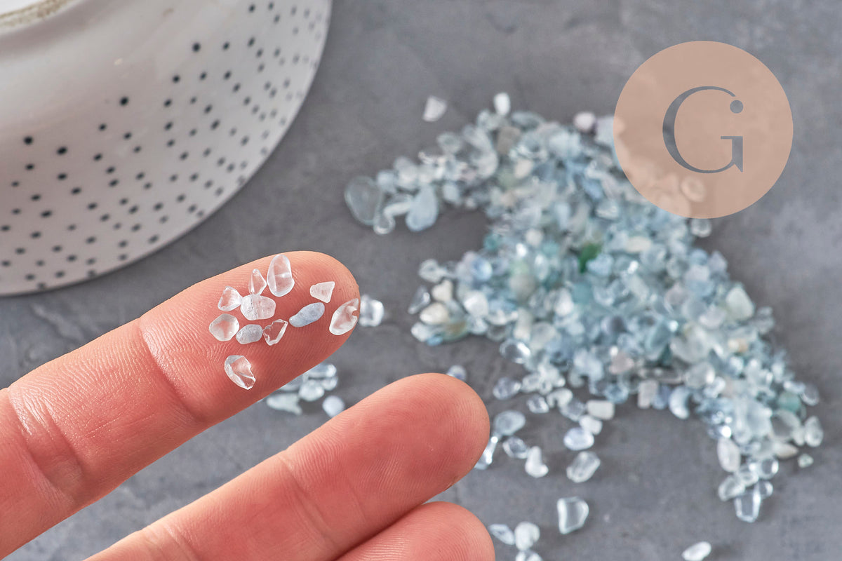 Aquamarine natural unpolished undrilled chip beads 2-12mm, x20g