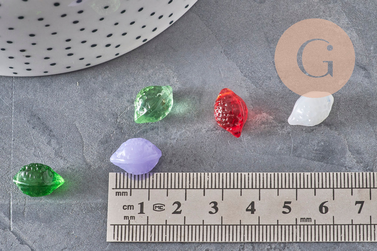 Glass Lemon Fruit Pendants 14mm, x5 VALID