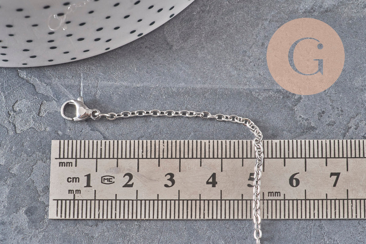 Necklace prisoner chain platinum stainless steel 2mm/37.8cm, x1 VALID