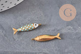 Colgante pez acero inoxidable 304 dorado turquesa 25.5mm, x1 VÁLIDO