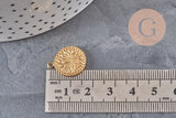 Colgante Medalla flor acero 304 inoxidable IP dorado 18.5mm, x1