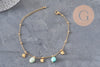 Kit Pulsera DIY Amazonita natural acero inoxidable 304 dorado IP, x1 VÁLIDO