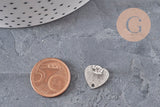 Pendientes de botón corazón acero inoxidable 304 plano arenado 1 agujero 13mm, el par VÁLIDO