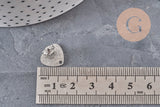Pendientes de botón corazón acero inoxidable 304 plano arenado 1 agujero 13mm, el par VÁLIDO