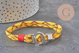 Pulsera ajustable cordón poliéster ancla zamak platino 21.5cm, x1 VÁLIDO
